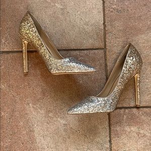 JustFab Karris Glitter Ombre Rose gold pumps